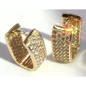 Gold Plated Cubic Zirconia Huggie Hoop Earrings